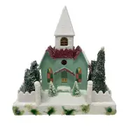 Christopher Radko Shiny Brite Sparkle Town Mistletoe Circle Church Putz Home NEW