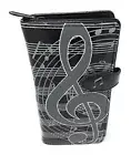 Shag Wear Music Note Large Wallet for Women Faux Vegan Leather 7" Grey