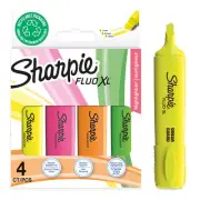 Sharpie Fluo Xl Highlighters Chisel Tip Assorted Fluorescent Colours Pack 4 - 21