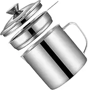 HEATSHAKING 1 Set Stainless Steel Oil Storage Container with Strainer Grease Canister for Used Cooking Oil Elegant Design and Practical