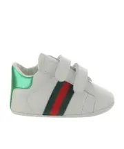 Gucci Kids Round Toe Double Strap Sneakers 16,17,18,19 White