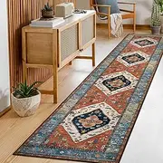 Lahome Boho Rugs for Hallway 2x10 Extra Long Washable Non-Slip Hallway Runner Low-Pile Stair Kitchen Runner Oriental Throw Carpet for Entrance Bathroom Living Dining Laundry Room