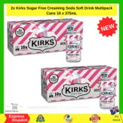 2x Kirks Sugar Free Creaming Soda 375ml x 10 | NEW AU