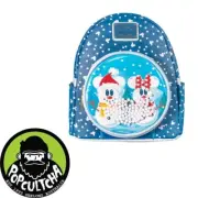 Mickey Mouse - Mickey & Minnie Mouse Snow Globe 10” Faux Leather Mini Backpack