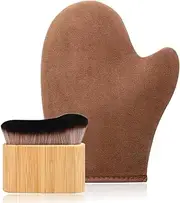 2 in 1 Self Tanning Mitt Self Tanner Mitt Tanning Glove Self Tan Mitt and Brush Self Tanning Brush for Self Tan Brush Tanner Brush Kabuki Body Brush for Self Tanner Applicator Tanning Mitt and Brush