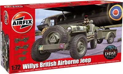 Airfix 172 Scale Willys Jeep Trailer and 6PDR Gun Model Kit