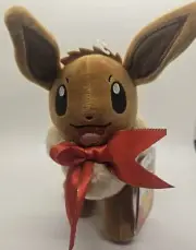 Pokemon 8" Eevee Plush *Holiday Edition* w/ Red Bow - New