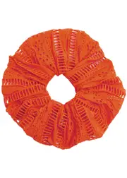 Damson Madder Oversized Broderie Anglaise Cotton Scrunchie - Orange ONE SIZE