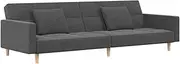 2-Seater Sofa Bed with Two Pillows, Light Grey Fabric - Convertible Sleeper Sofa for Small Spaces, Modern Living Room Furniture, Comfortable and Space-Saving Design