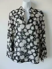 NWT TORY BURCH Black Orchard White Cotton Silk Stephanie Tunic Blouse Top XS