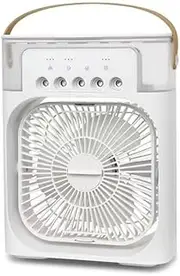 Evaporative Air Cooler with LED Nightlight, Portable USB Ports Air Conditioner Humidifier with Timer & 5 Sprays, 3 Wind Speeds & 3 Spray Modes Mini Desk Fan for Home, Office, Bedroom, Table (White)