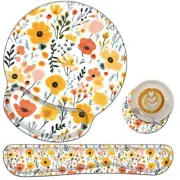 Keyboard Wrist Rest and Mouse Wrist Rest Pad with Coffee Coaster, Non Slip PU...