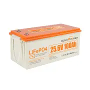 [EU Direct] SUNHOOPOWER 24V 100AH LiFePO4 Battery, 2560Wh Rechargeable Lithium Battery Built-in 100A BMS, Self-Discharge