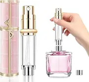 PRO IPLAS Travel Perfume Bottle Refillable, 5ML Travel Size Perfume Atomizer, Leather Pocket Perfume Dispenser,Travel Cologne Sprayer For Men and Women (Pink)