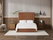 My Style Buttoned Headboard & Drawer Base - Double / Gingerbread / Gas Lift Base