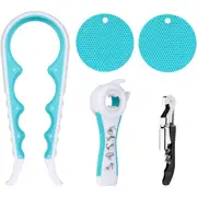 5 in 1 Multi Function Can Opener Bottle Opener Kit with Silicone Handle Easy to Use for Children, Elderly and Arthritis Sufferers, White