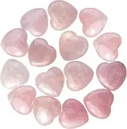 Marrywindix 15 Packs 0.8 Inches Healing Crystal Natural Rose Quartz Heart Love Carved Palm Worry Stone Chakra Reiki Balancing
