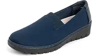 [ACANER] Women’s Orthopedic Loafers Round Toe Comfortable Slip-on Bunions Work Shoes Stretchy Walking Orthotic Shoes with Arch Support