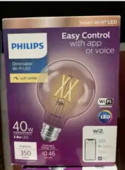 Philips Smart Bulb G25 LED 40W Dimmable Wi-Fi Wiz Connected Light