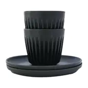 HuskeeCup Two Espresso Cups with Saucer in Retail Box Charcoal - 3oz (Single)
