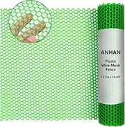ANHAN Green Chicken Wire Mesh Fence Roll 15.7in x 16.4ft,Plastic Garden mesh sheet plant Barrier Netting Temporary Fencing for Poultry Netting Fence Dogs, Rabbit, Animal Floral Net Protection
