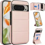 Dteck for Google Pixel 9 Pro and Pixel 9 Wallet Case 6.3" 2024 with Magnetic Closure Hidden Card Slot Pocket and Stand Function, PU Leather Shell Cover, Slim Lightweight Protective Cute Case, Rosegold