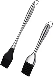 ifundom 1set Oil Brush Heat Resistant Baking Tool with Stainless Steel Handle for BBQ Cooking and Pastry Durable and Easy to Clean 2pcs