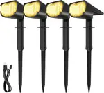 AloftSun Solar Spotlights, 19 LEDs 4 Lighting Modes Solar Outdoor Light with USB Charging, IP68 Solar Landscape Spotlight Outdoor for Yard Garden Driveway Porch Walkway, 4 Pack, Warm White