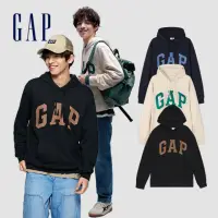 在飛比找momo購物網優惠-【GAP】男女同款 Logo帽T 碳素軟磨法式圈織系列-多色