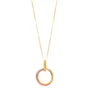 14k Tricolor Rose Gold Open Trinity Ring Pendant Necklace, 18"