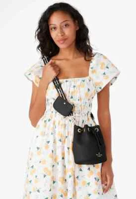 NWB Kate Spade Rosie Mini Bucket Purse Black Leather KC740 $359 Dust Bag FS