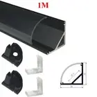 Black Led Strip Lights Corner Aluminium channel Profile bar Kitchen Cabinet 1m