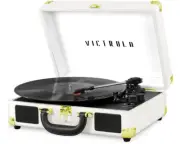 White Portable Suitcase Record Player Bluetooth Vinyl Record Player Suitcase New