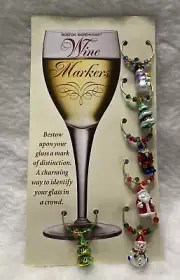 Holiday Wine Glass Charms Set of 6 Drink Markers Boston Warehouse BRAND NEW