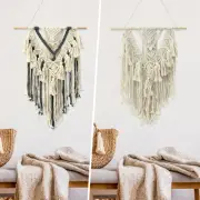 Macrame Wall Hanging with Tassel Geometric Woven Tapestry 55x70cm Macrame veayF