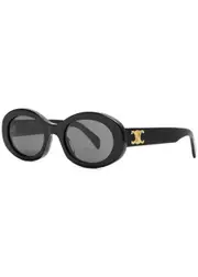 Celine - Oval-frame Sunglasses Black, Metal Logo Plaque at Temples, 100% UV Protection One Size