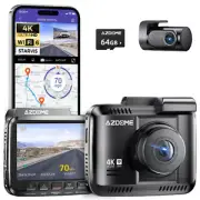 AZDOME 4K Dual Car Cameras Wi-Fi6 GPS Front Rear 1080P Dash Cam Motion Detaction