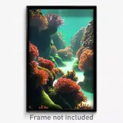 Pixel Art Poster - Agile Coral Reef (8 Bit Psychedelic Trippy Video Game Print)