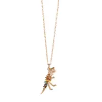 在飛比找momo購物網優惠-【COACH】REXY 彩色恐龍骷髏造型項鍊(金色)