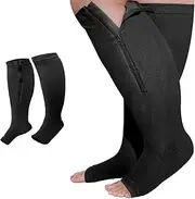 [Generic] 1 Pair Plus Size Zipper Socks, Fitness Cycling,Open Toe Exercise, Compression Pressure Socks