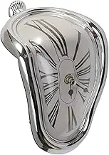 EKDJKK Melting Clock, Decorative Dali Watch Melting Clock, Fashion Surrealistic Table Shelf Desk Clock Salvador Dali Inspired Funny Home Office Desks Watch (Silver)