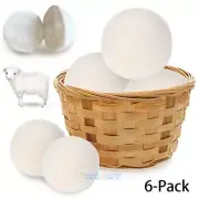 Organic Wool Dryer Balls 6 Pack XL Natural Fabric Softener, Reusable .1000 loads