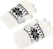 [TINEASUR] 1 Pair Gloves Ski Glove Cold Weather Snow Hand Warmers Winter Ice Mittens Hat Lace Beanie Goggles Beige Knitting