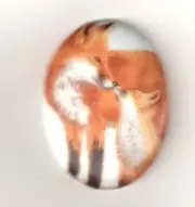 1 40x30mm Porcelain Cameo w/ Mama Fox