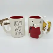 Peanuts Rae Dunn Snoopy Mug Home Sweet Home 3D Double Sided Coffee Cup NEW