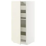METOD / MAXIMERA high cabinet with drawers, white/Bodbyn off-white, 60x60x140 cm