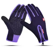 Waterproof Sports Gloves Touch Screen Glove Anti Slip Palm for Driving Cycling Skiing Purple_XL
