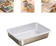 Stainless Steel Square Plate with Lid, 2025 New 316L Stainless Steel Basin,Baking Pans Cake Pan,Microwave, Dishwasher Safe for Home use (1PC)