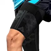 Thigh Compression Support Sleeve (2 per Pack), Breathable with Adjustable Non-Slip Strap for Hamstring and Quadricep Muscle Injury and Strain Recovery. Suitable for Men and Women,Gray