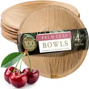 brheez Palm Leaf Bowls 100 Pack 4 Inch - Eco Friendly Compostable & Biodegrad...